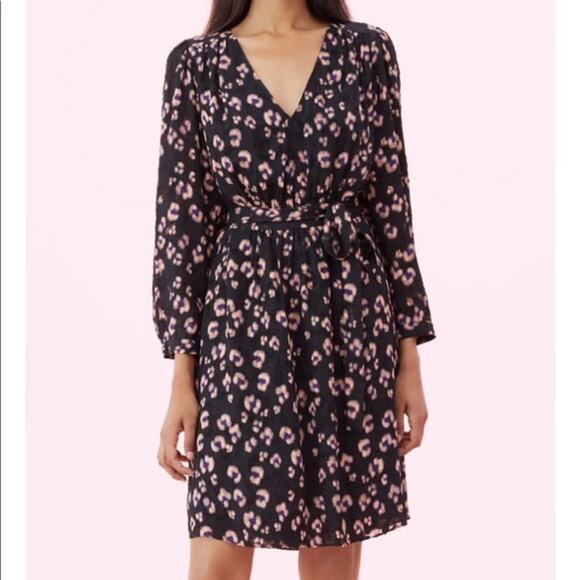 REBECCA TAYLOR Cheetah Jacquard Silk Blend Belted Dress - Picture 1 of 10